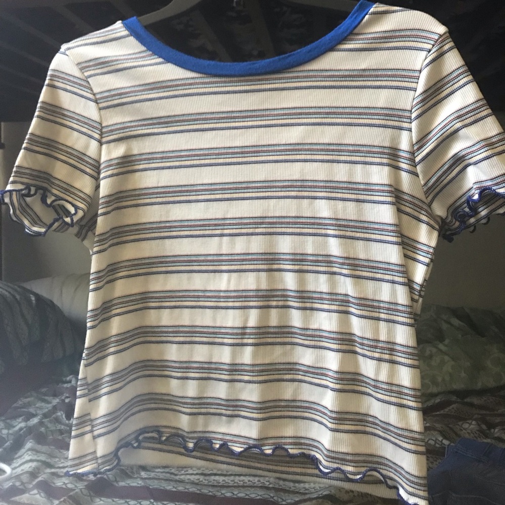 Multicolored ribbed cropped top